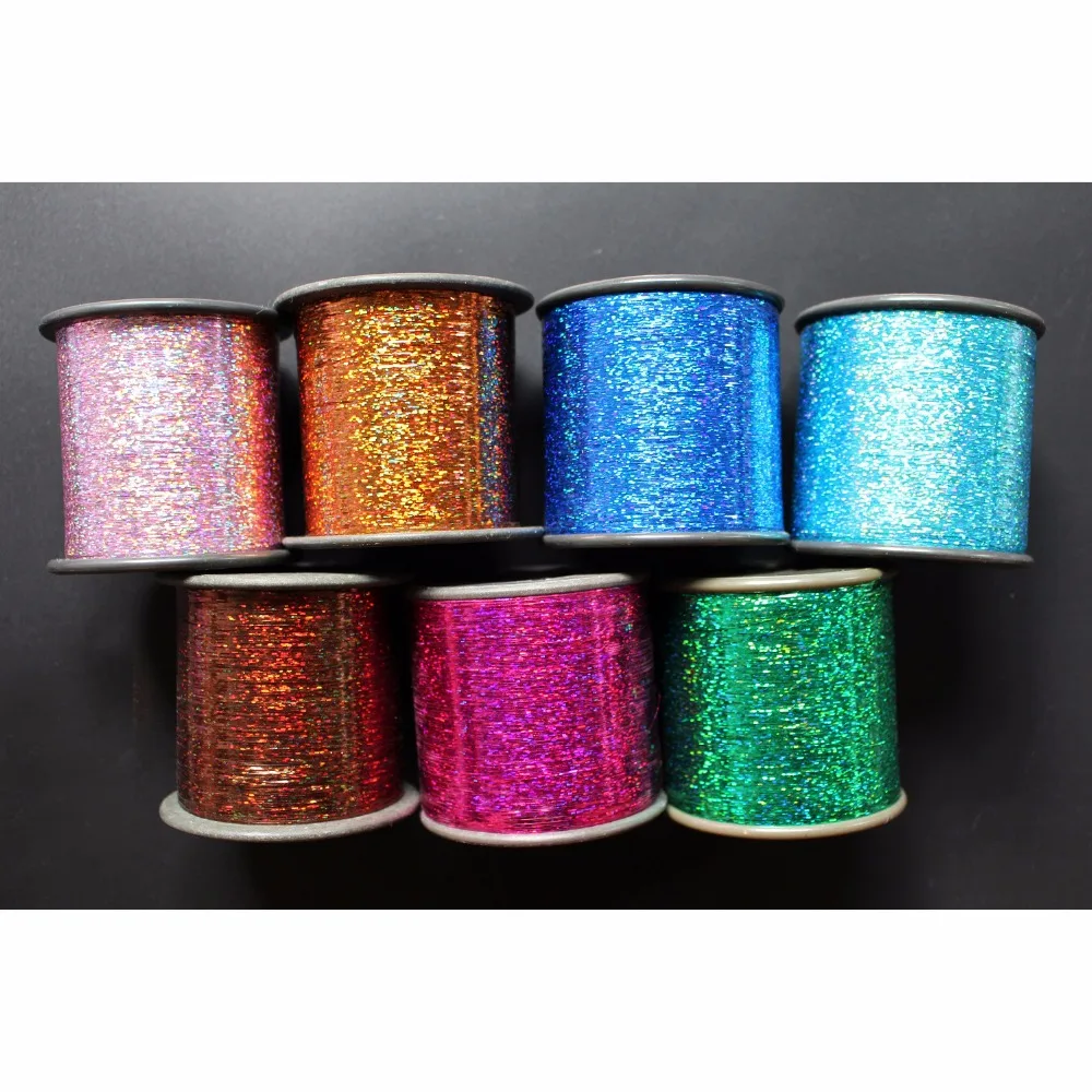 Tigofly 1 Spool 7000-12000m 0.25mm Flashabou Holographic Tinsel Laser Flat Mylar Tinsel Sparkle Crystal Flash Fly Tying Material