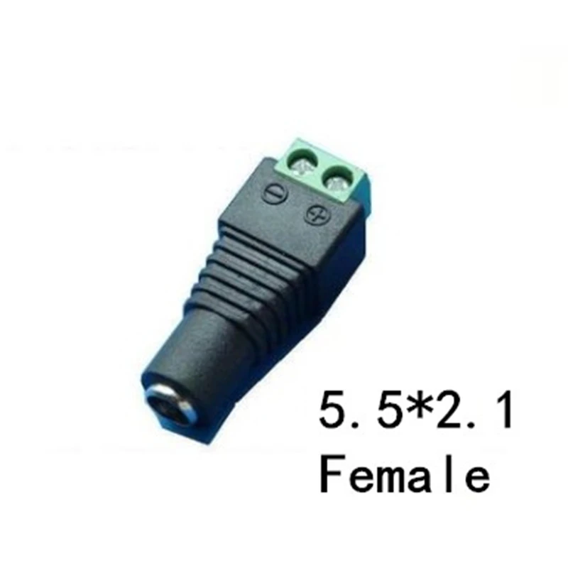 1pcs 5.5mm x 2.1mm Female Male DC Power Plug Adapter for 5050 3528 5060 Single Color LED Strip and CCTV Cameras