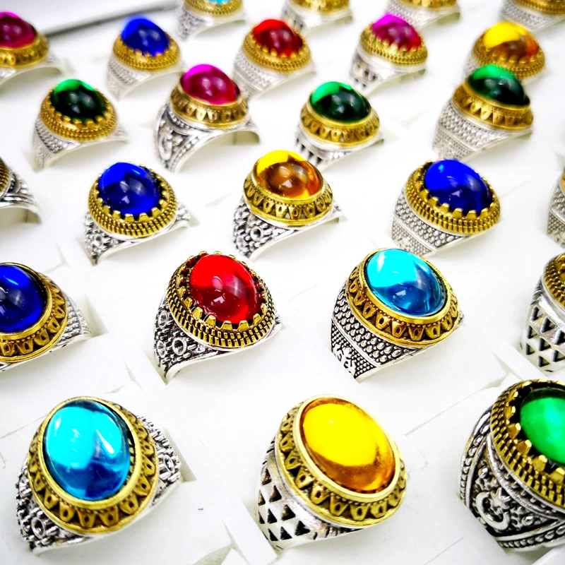 100Pcs Women Rings / Men Ring Lots Fashion Colored Crystal Jewelry Wholesale Accessories Bulks Big Packs RL4172