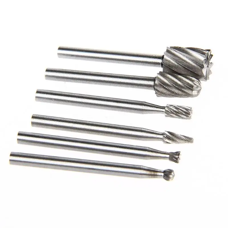 6 pçs dremel ferramentas rotativas hss mini broca conjunto de corte roteamento roteador moagem bits fresas para escultura em madeira corte ferramentas
