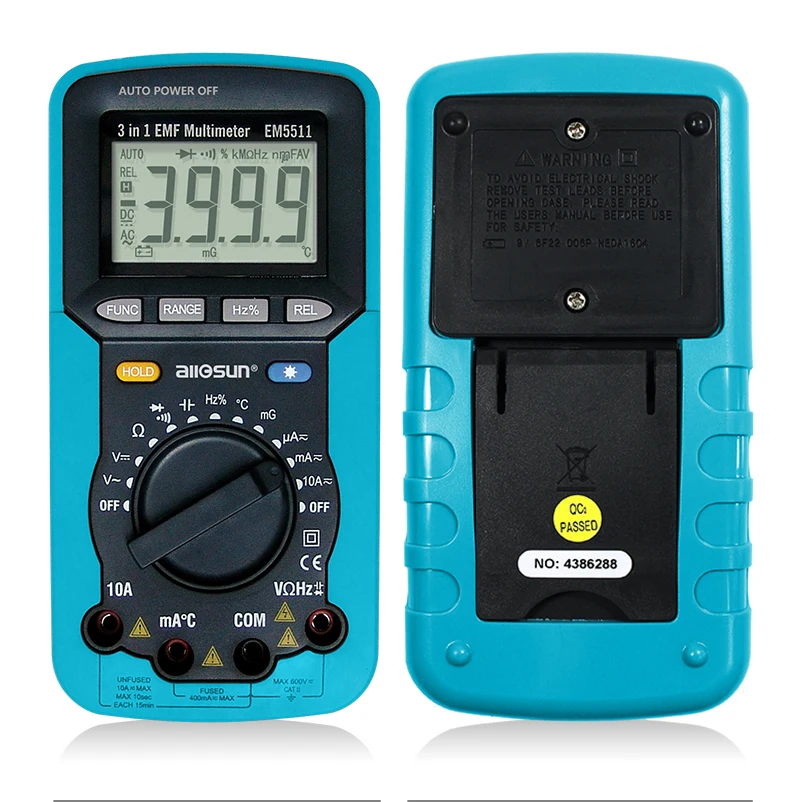 ALL SUN EM5511 3in1 Auto Range  Digital Multimeter Voltmeter Ammeter Ohmmeter DC AC EMF Multimeter Automotive Tester