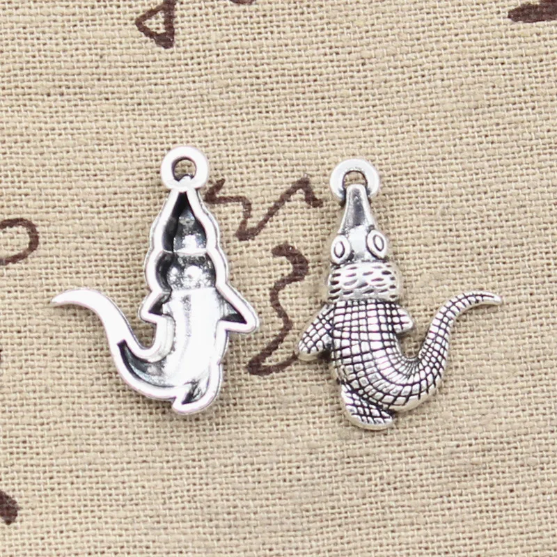 15pcs Charms Crocodile Alligator 26x20mm Antique Silver Color Plated Pendants Making DIY Handmade Tibetan Silver Color Jewelry