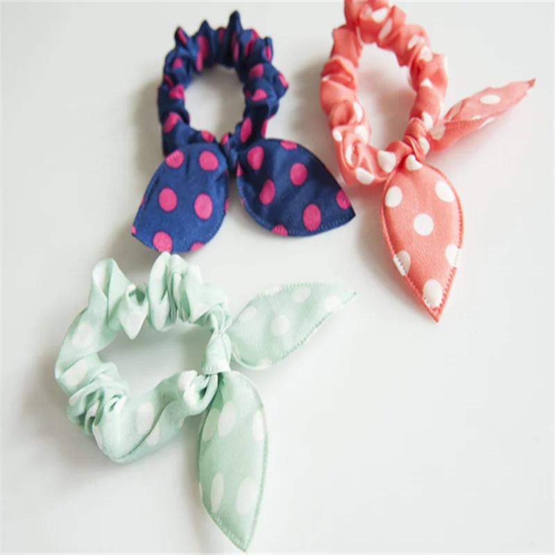 Bandas elásticas para el pelo para niña, accesorios para el cabello para niña, banda de goma Scrunchy con orejas de conejo, tocado bonito de Color