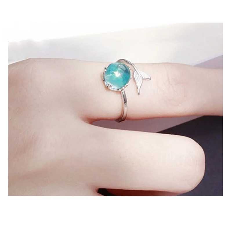 Fashion Simple Mermaid Foam Ring Opening Adjustable Fishtail Ring wholesale Price