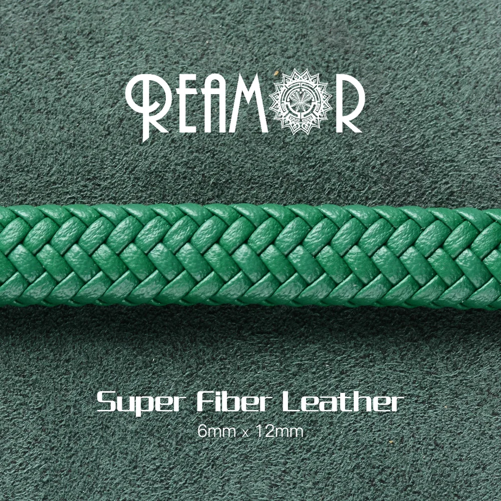 REAMOR 12*6mm Wide Super Fiber PU Braided Leather Rope String Cord For Jewelry Making Bracelets Craft Jewelry Accessories DIY