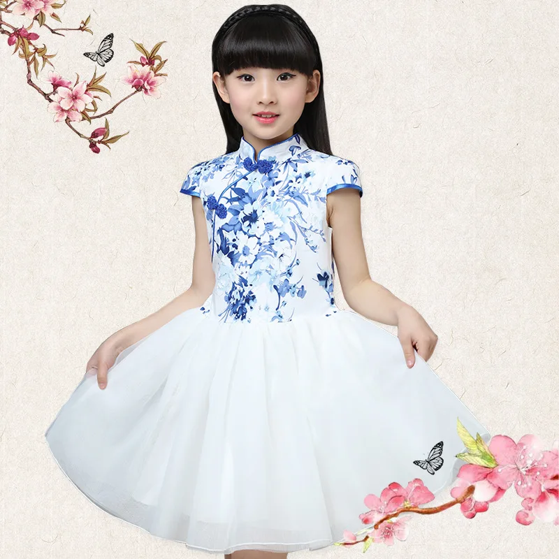 Children's performance costumes Chinese national wind festive costumes Girls Princess Chiffon Skirt Dress