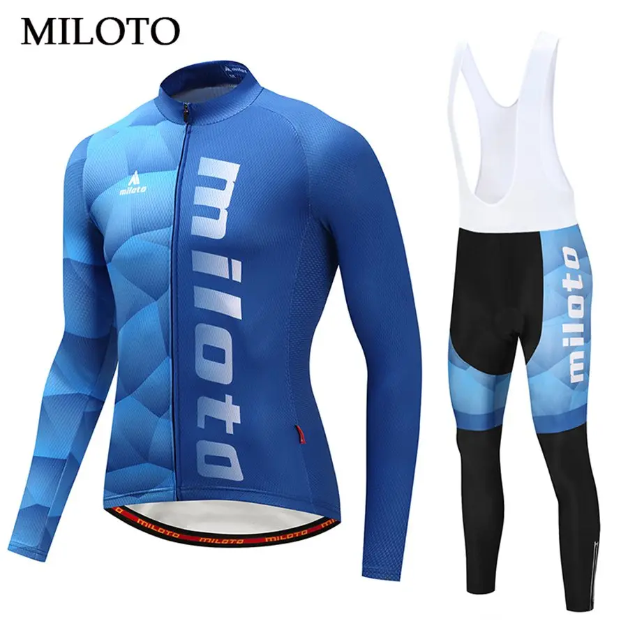 Miloto Blue Shirt Long Sleeve Cycling Jersey Men BIke cycling clothing maillot ciclismo roupa ciclismo Cycling set