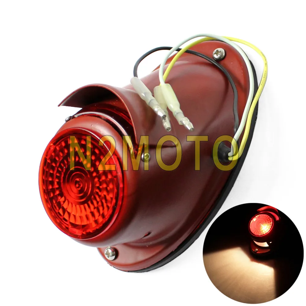 12V Red Retro Motorcycle Taillight Brake Lamp Rear Fender License Plate Light for K750 KS750 Dnepr Ural Sidecar Wehrmacht BW40