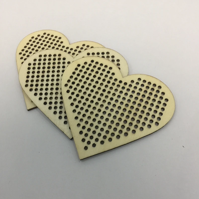 

laser cut 20pcs hearts pendants with pre drilled holes for cross stitching or embroidery