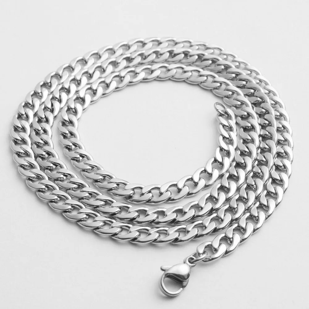 Wholesale Jewelry-- 50/60/70/80 cm 5-7 mm Titanium steel White Long Chain Necklaces for Men Fashion Jewlery No Fade