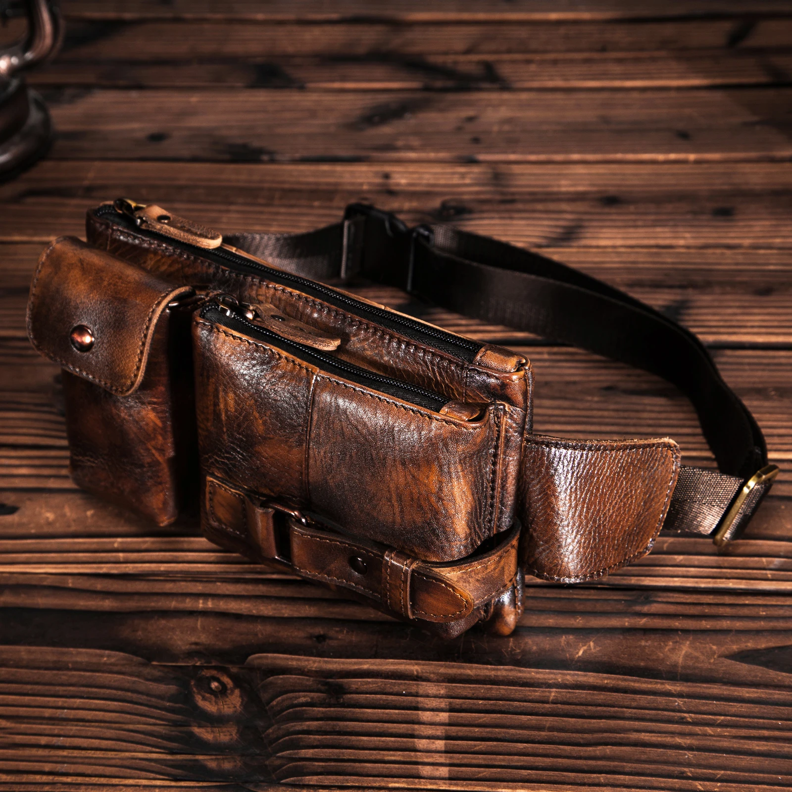 

Original Leather men Casual Fashion Travel Fanny Waist Belt Bag Chest Pack Sling Bag Design Bum Phone Case Pouch Male 8135-G