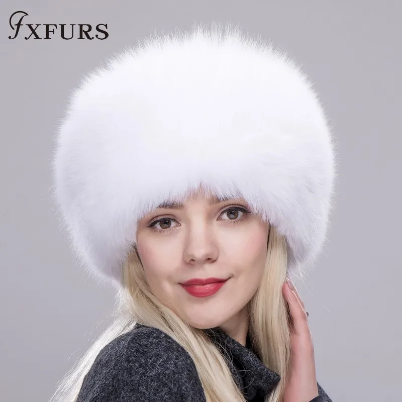 2020 FXFURS Women Winter Natural 100% Real Fox fur hats Mongolia hat Princess cap snow Skiing caps earflap winter fur Bomber hat