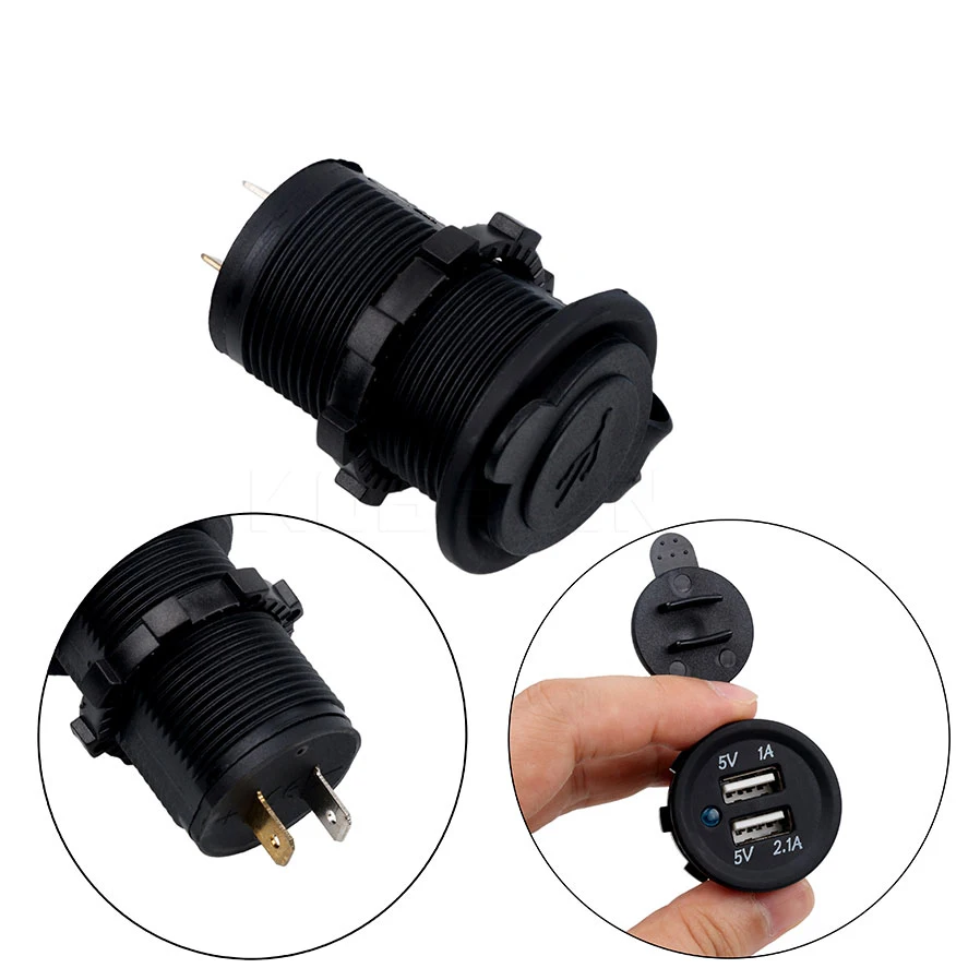 kebidumei Universal Dual USB Car Cigarette Lighter Socket Splitter 12V Mobilephone Charger Power Adapter Outlet Parts Auto Black