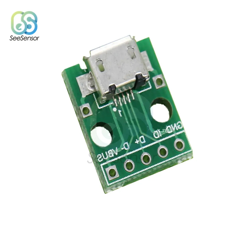 Mini adaptador Micro USB A DIP, convertidor tipo A, hembra, macho, 2,54mm, Conector de placa PCB, DIY, electrónico, 5 uds.
