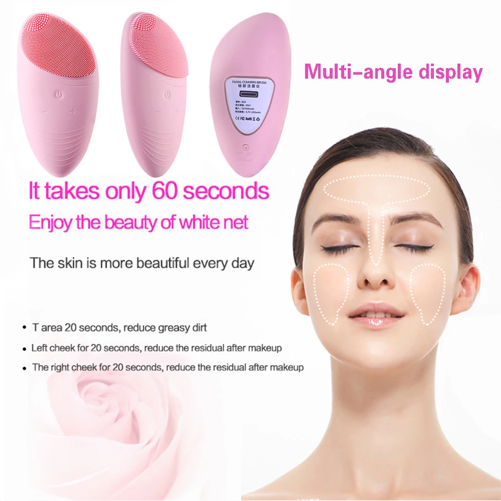 실리콘 소형 전기 실리콘 브러시 소닉 스크러버 진동 페이셜 클렌징 스킨 주걱 뷰티 기기 깨끗한 모공/exfo