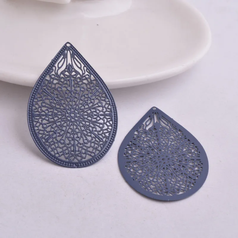 30 Stück AA1533 49*33mm Filigraner Wassertropfen Großer Anhänger aus Messing Tropfenförmiger Anhänger DIY Ohrring-Zubehör Fermoirs Pour Fabrication Bijoux – Detail 22