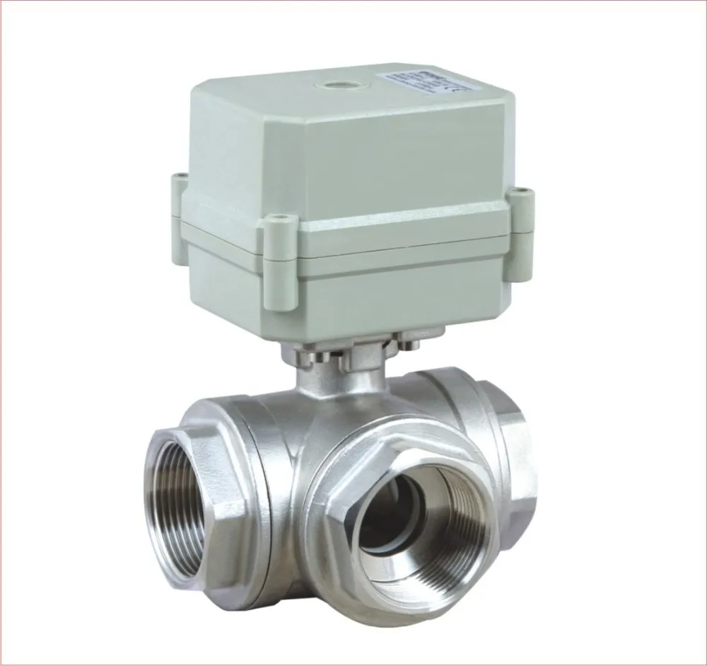 DN20  AC110V-230V NSF Certified Electric Actuator Valve 3 Way L/T Port SS304 3/4'' 1.0Mpa Torque 10Nm IP67 CE with Metal Gears