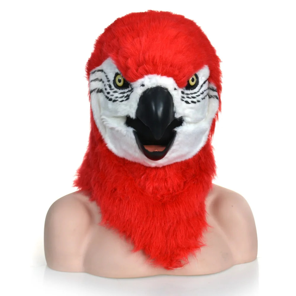 

2022 HuiTai plush handmade night entertainment venue moving mouth mask red parrot mouth-mover-masks cosplay props