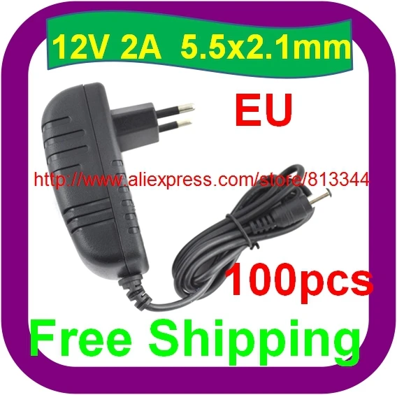 Free Shipping AC 100-240V to DC 2A Power Adapter Supply Charger For LED Strips Light 5.5x2.1mm