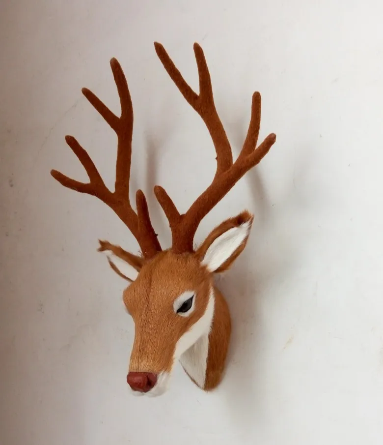 

large 27x14cm sika deer's head model, wall pandent,polyethylene&furs handicraft Figurines home decoration toy gift a2791