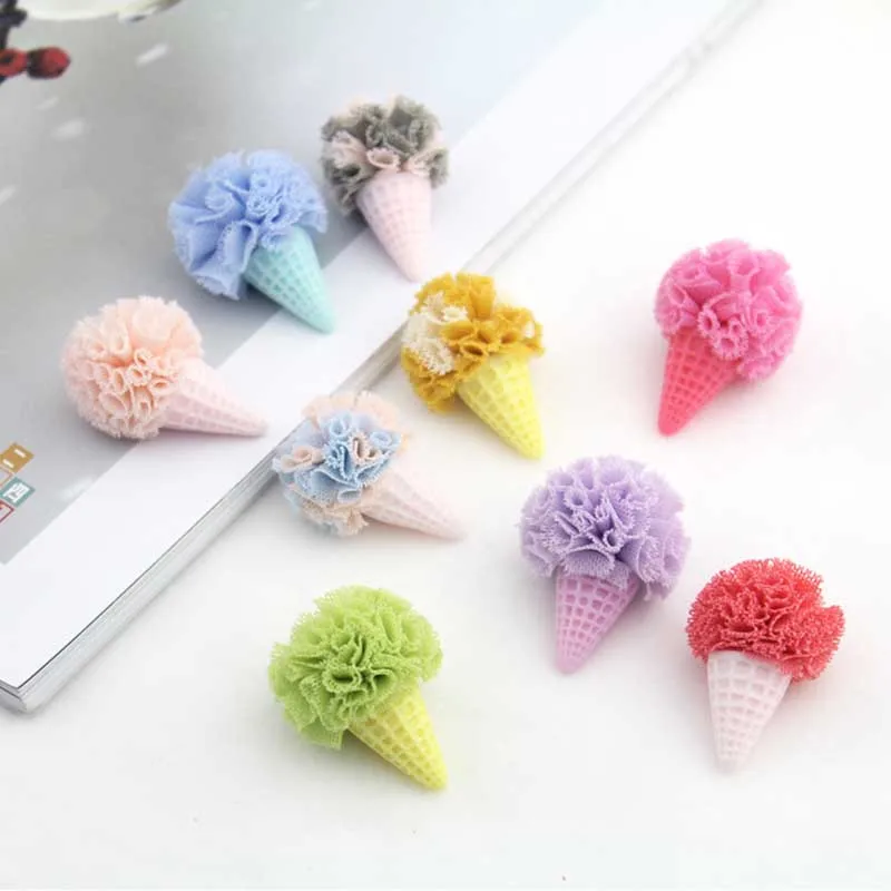 20pcs/lot Mix color 3.2*2.5cm Flower Ball ice cream For Children Hair Accessories and DIY handmde Artificial Flowers