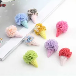 20pcs/lot Mix color 3.2*2.5cm Flower Ball ice cream For Children Hair Accessories and DIY handmde Artificial Flowers