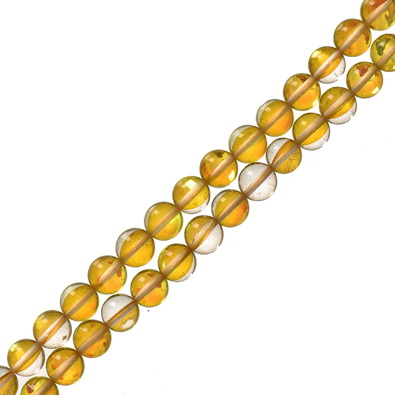 

6/8/10mm Yellow Crystal Round Stone Beads Making Handmade For Bracelets Necklace 16inch Loose Beads H756