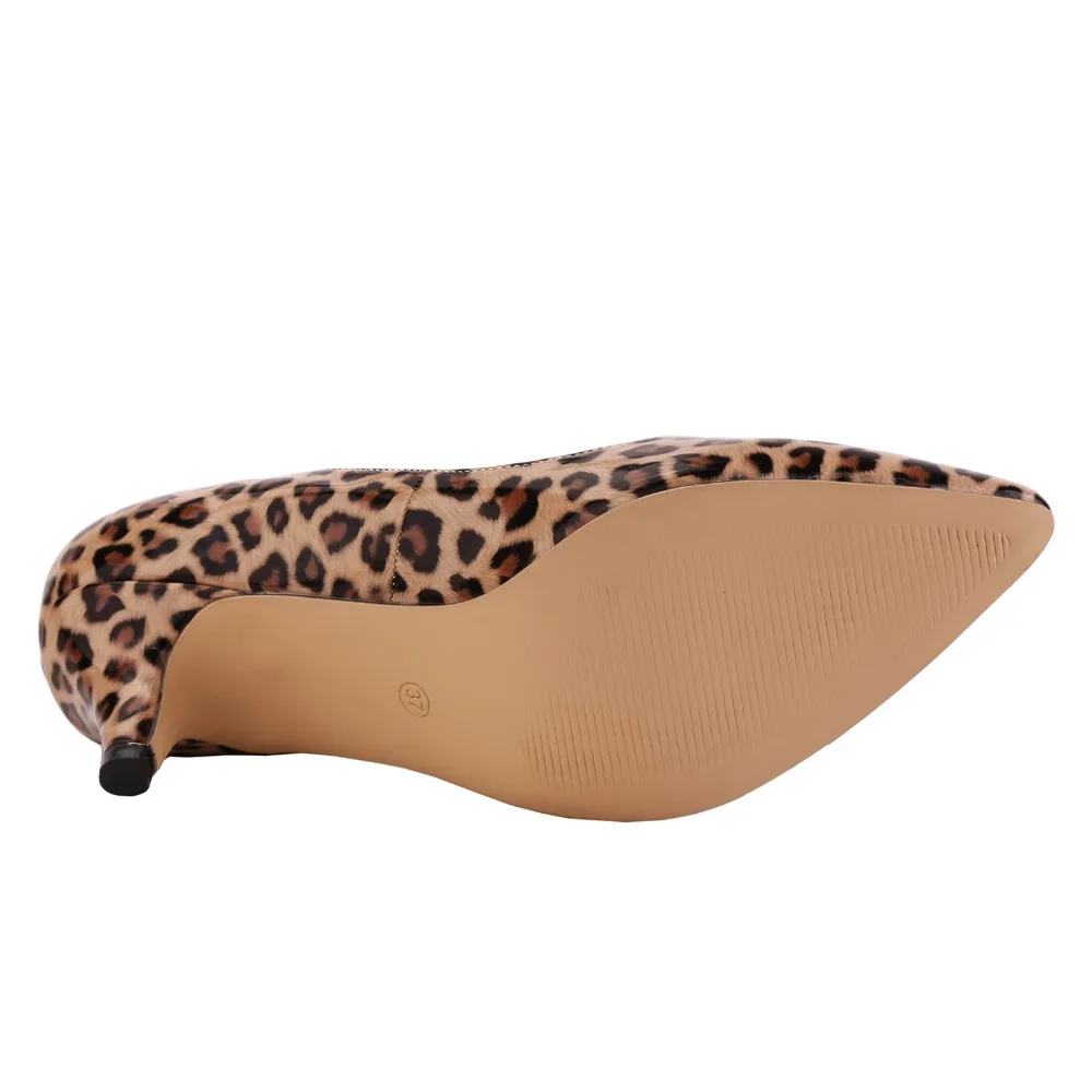 Décolleté da donna di marca LOSLANDIFEN tacco basso stampa leopardo pelle PU tacchi bassi bocca 6cm stampa Clubwear scarpe taglie forti 35-42