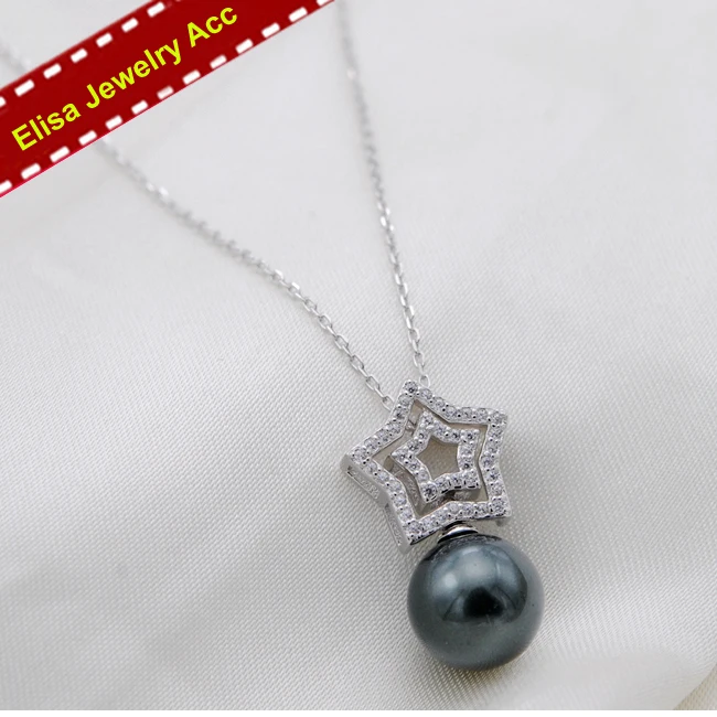 S925 Sterling Silver Double Stars Pearl Pendant Chain Accessory Women DIY Pearl Pendant Necklace Components 3Pcs/Lot