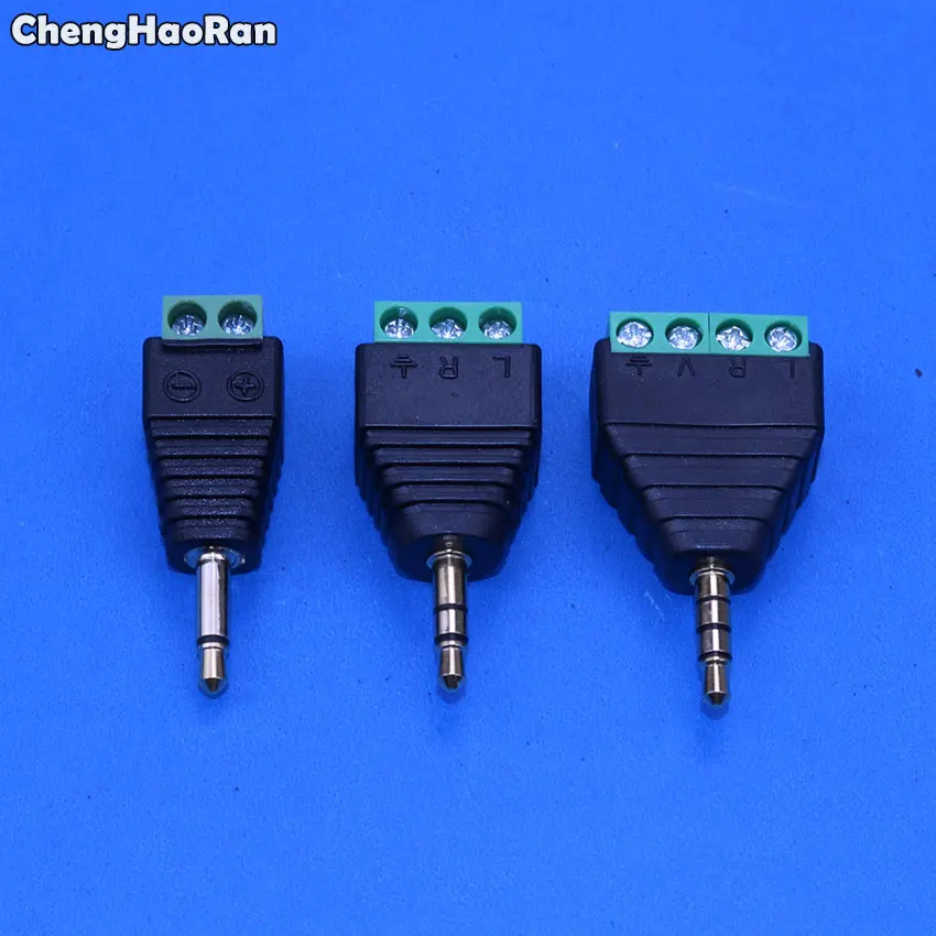 

ChengHaoRan 3.5mm 1/8 Inch Stereo Male to AV Screw Video Balun Terminal 3.5mm Jack 2/3/4 Pin Male Terminal Block Plug Connector