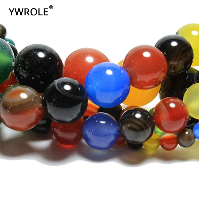 New Natural  Mix Colorful Agates Colorful Stone Round Loose Beads For jewelry Making 4/6/8/10/12 MM DIY Bracelet Strand 15.5\'\'