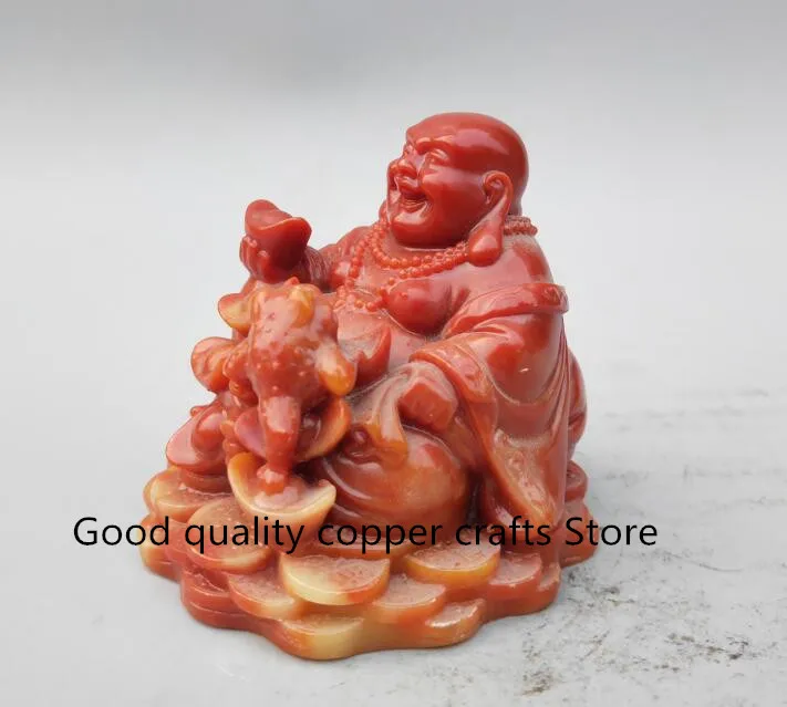 China Imitation Shoushan Stone maitreya Buddha Golden toad statue