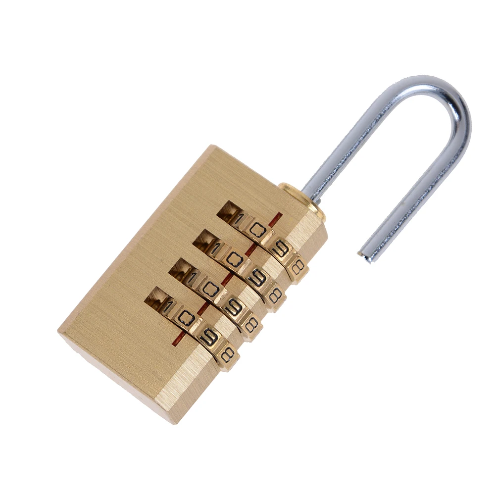 1pc Brass Mini 4 Digits Number Password Code Lock Combination Padlock Pad Lock Resettable for Travelling Bag Door 6cmx2cmx1cm