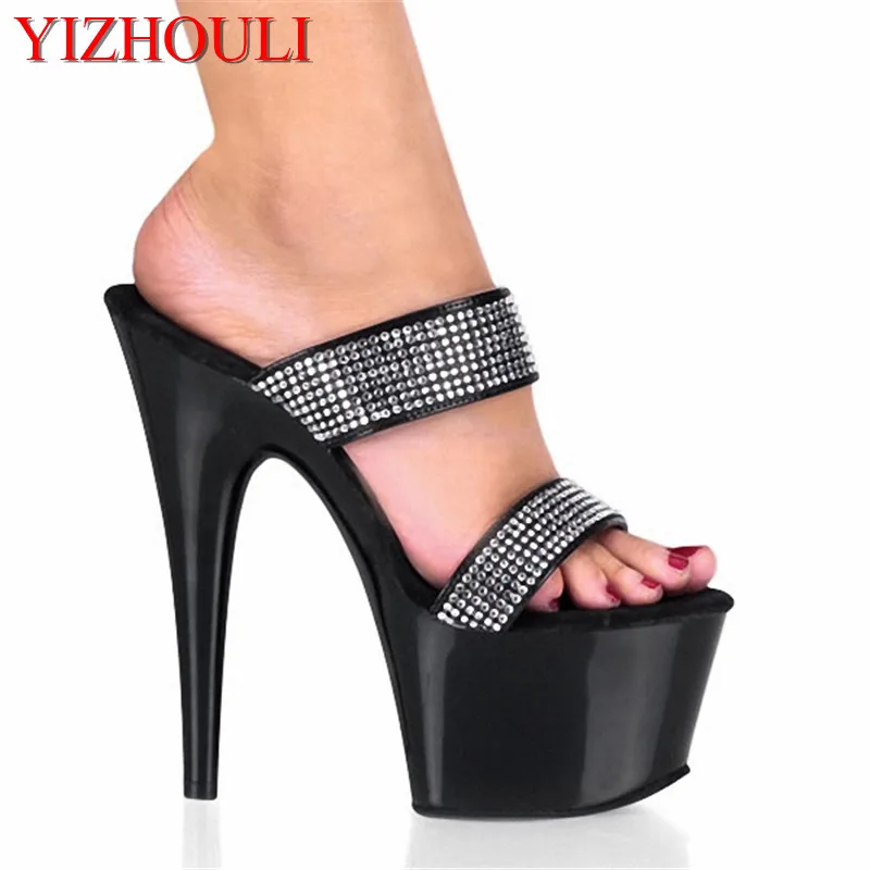 

Rome Style Platform Shoes For Women Fashion Rhinestone Ladies Dress Casual Shoe 15cm Sexy High Heel Slippers