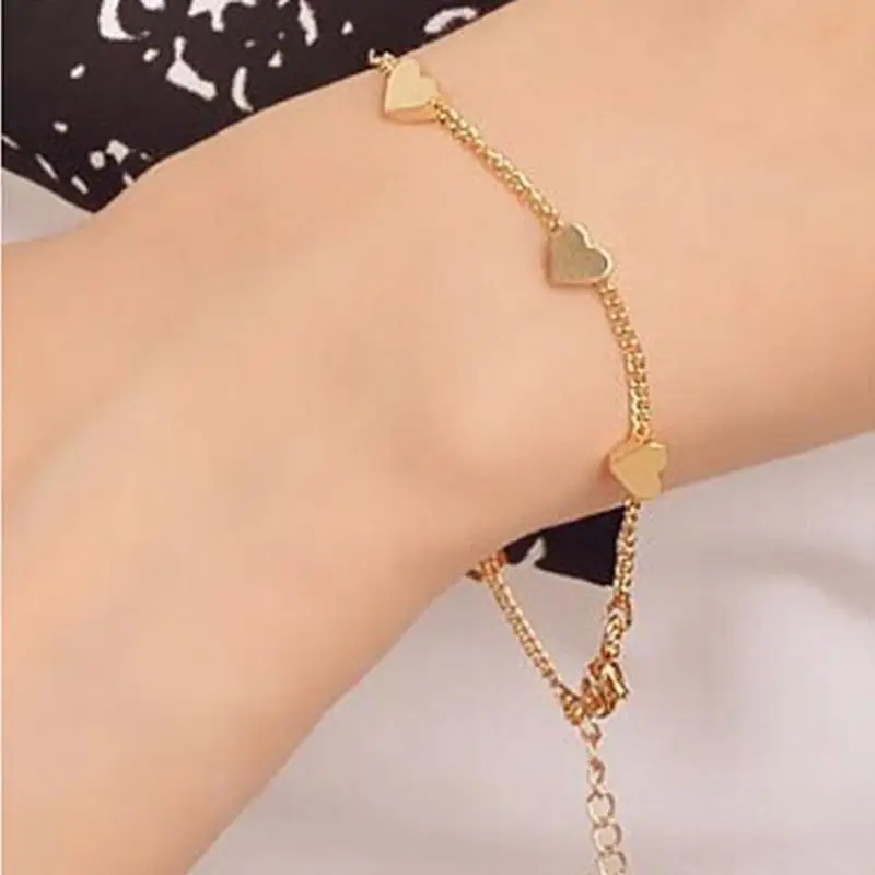 Korean Version Of The Small Fresh Lady Fashion Gold Five-pointed Star And Peach Heart Bracelet Women\'s Jewelry Wholesale