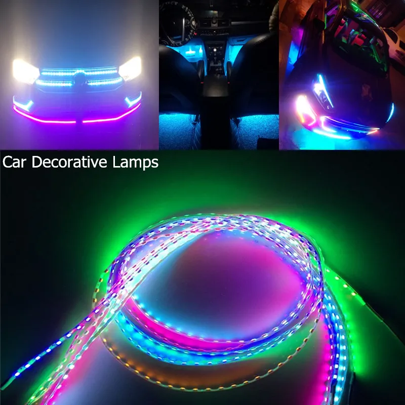 1*Lot 12V 45cm/45 LED Car Decoration Lights, Flexible Waterproof LED Strip Light Car Motorcycle Truck Decorating Blue