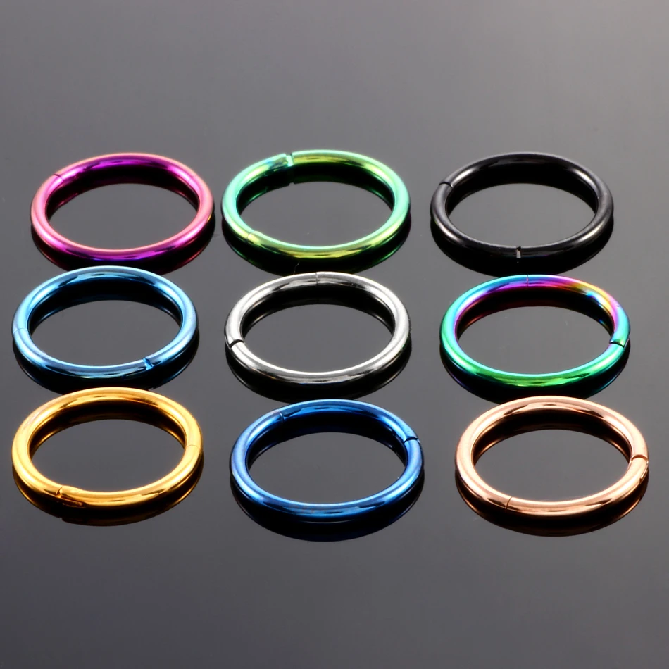 2pcs/lot G23 Titanium Hinged Segment Nose Rings Lip Eyebrow Nipple Clicker Ear Septum Helix Tragus Captive Piercing Body Jewelry