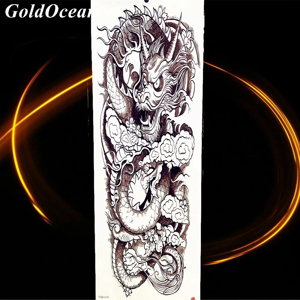 Yellow Wolf Dragon Full Arm Temporary Tattoo Sexy Colorful Long Flower Arrow Rabbit Tattoo Stickers Men Women Legs Tatoo Adult