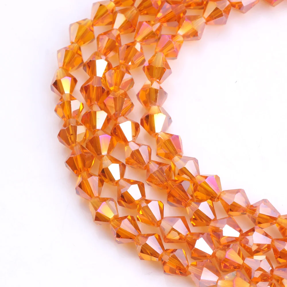 OlingArt 3/4/6/8mm  Bicone Upscale Austrian Multicolored crystal Orange AB color beads Loose bead bracelet DIY Jewelry Making