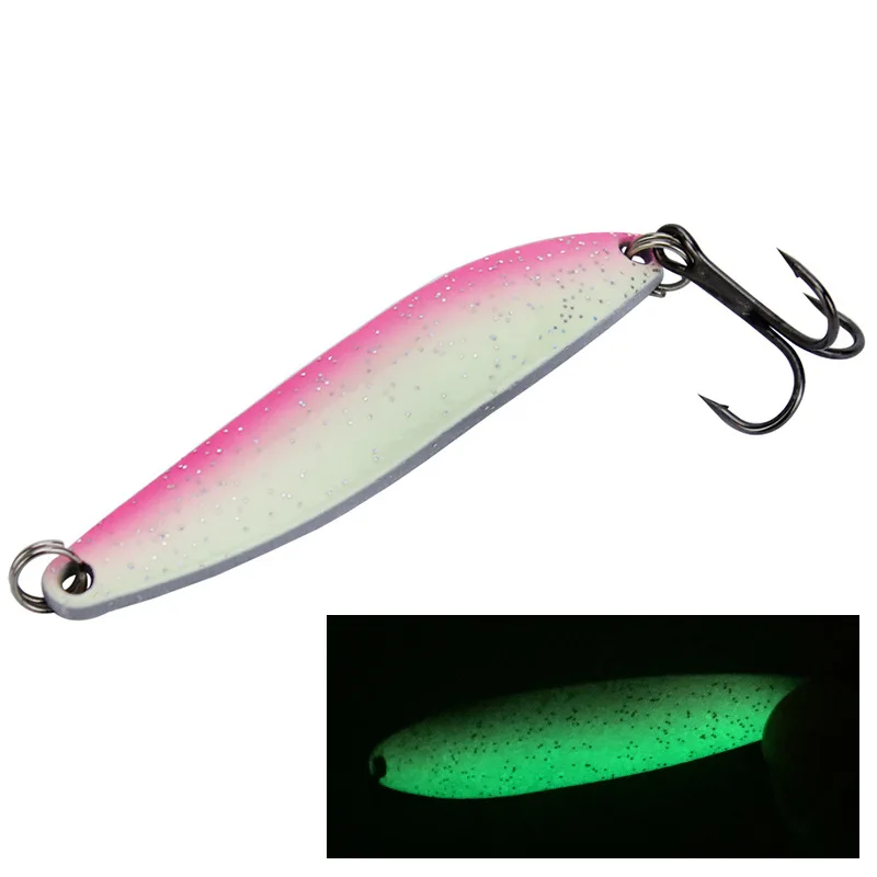 Fishing Metal Lure Spoons Dual Color Glow Salix Leaf Shaped Spoon Artificial Lure Bait 6.5cm/13g Reflect Sequins 1 Piece Sale