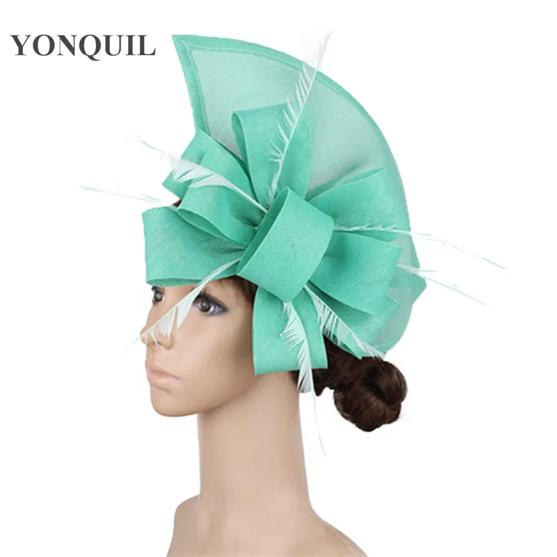 Emerald green Fashion race hair fascinators for wedding hat women elegant party wedding headwear feather hair accessories XMF247