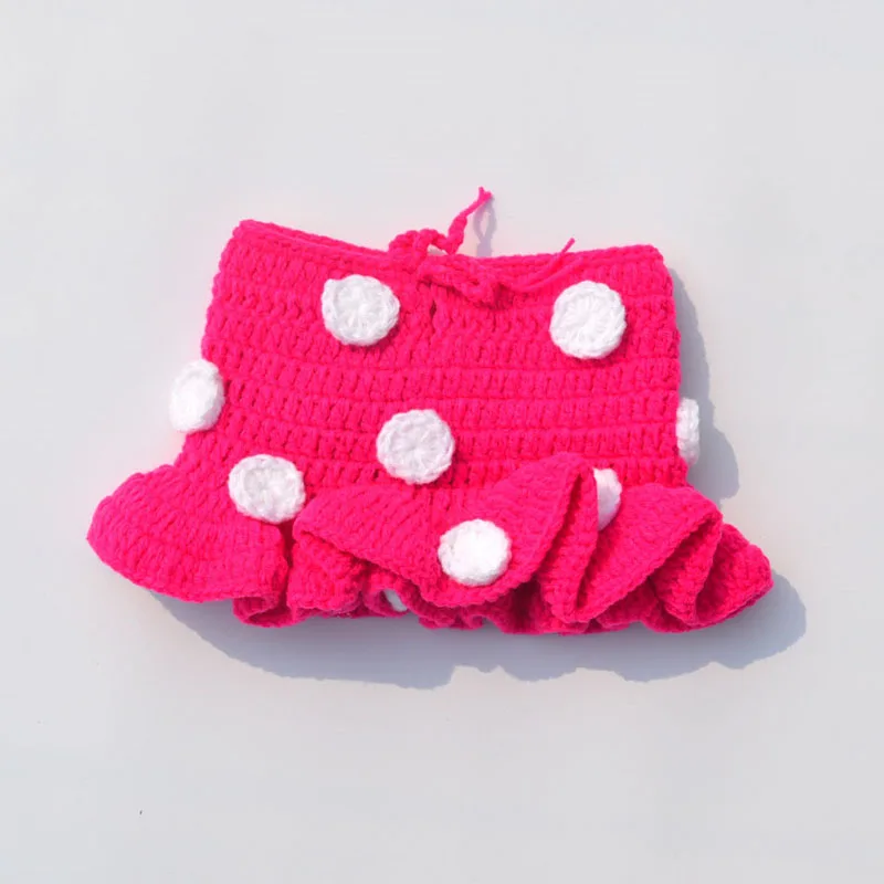 Newborn Minnie Crochet Outfit Baby Knitted Beanie & Skirts Set Toddler Photography Props Baby Girl Gift H283