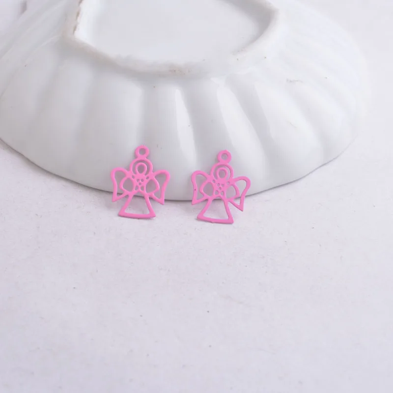 100pcs AC9035 12mm*16mm Painted Cute Angle Model Charms Angles Wings Pendants