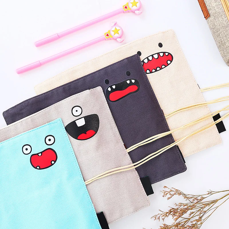 Creative Personality Kawaii Roll Pencil Case Canvas Curtain Dual-use Multi-function Stationery Bag