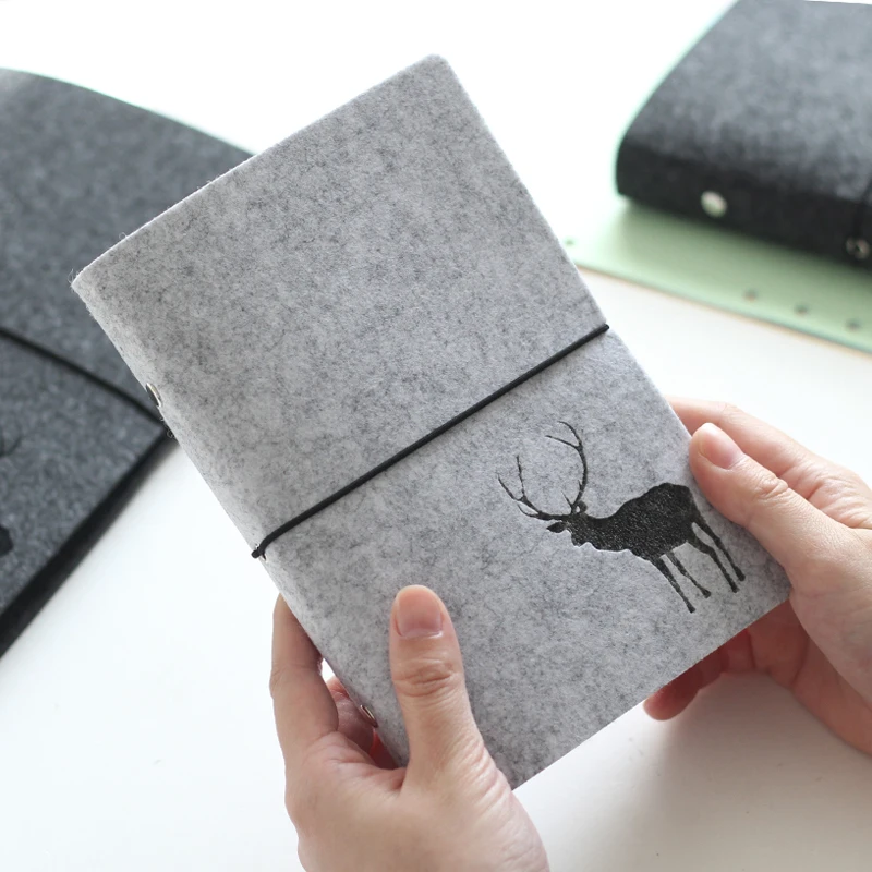 New Creative Cute Fawn Notebook Cover Standard 6 Holes A5/ A6 Loose Leaf Notepad Grey Deer diary front covers Student Stationery