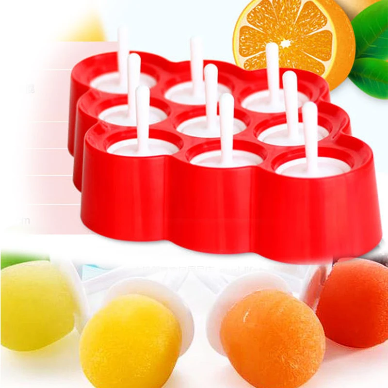 

Safety Silicone 9 Cell Ice Cream Makers Summer Frozen Ice Pop Mold Lolly Mold Popsicle Maker Mould 9 Stickers Kitchen DIY Tools