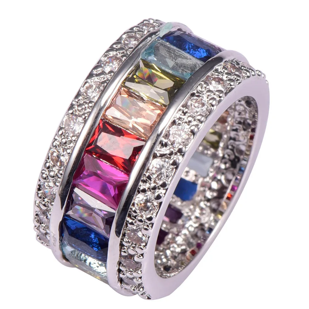 

Weinuo Multi Colour Crystal Zircon Ring 925 Sterling Silver Wholesale Retail Hot Sell for Women Ring Size 6 7 8 9 10 11 12