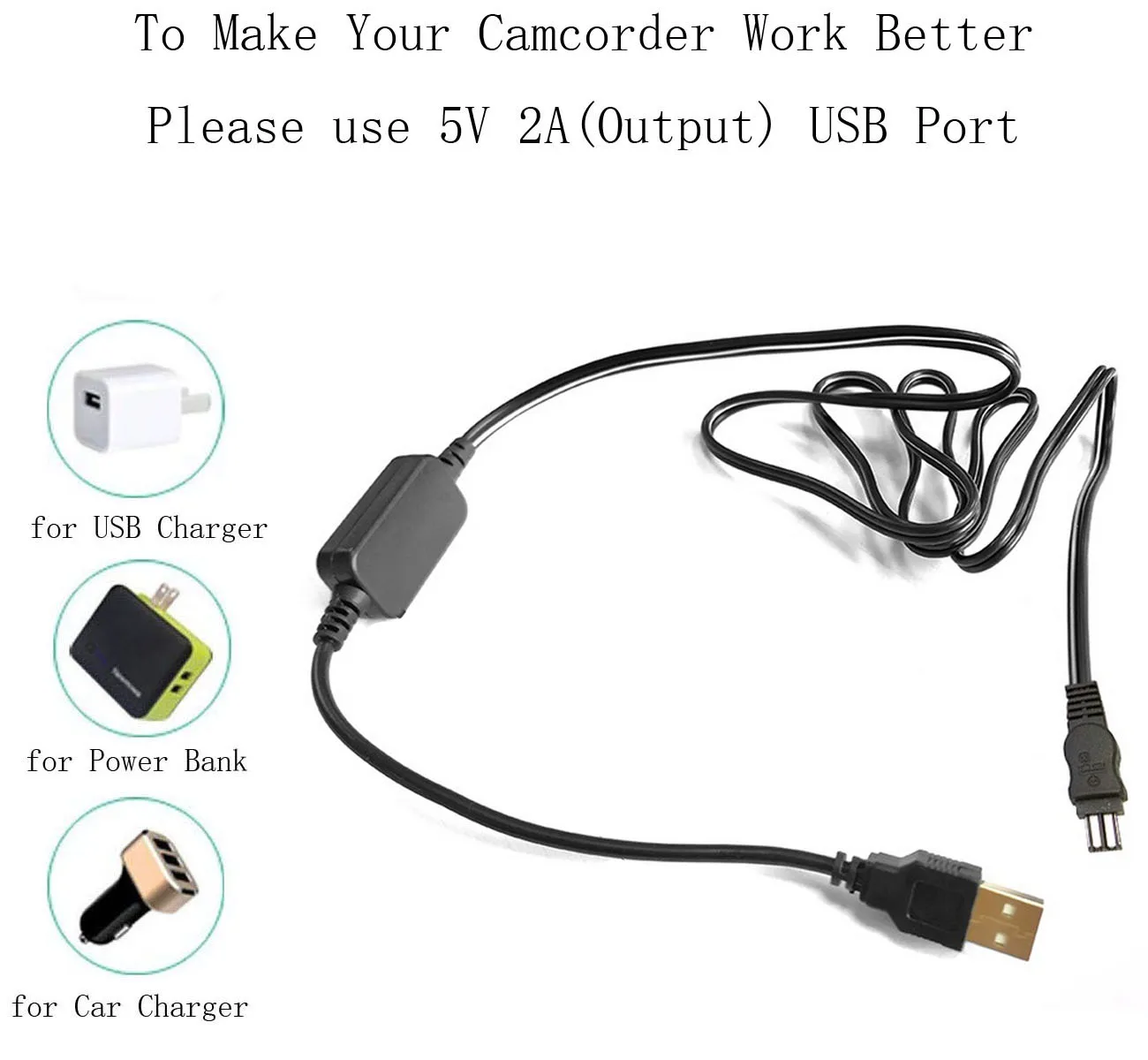 USB Power Charger Adaptor สำหรับ Sony CCD-TRV35E, CCD-TRV45E, CCD-TRV55E, CCD-TRV57E, CCD-TRV58E, CCD-TRV59E กล้องวิดีโอ Handycam