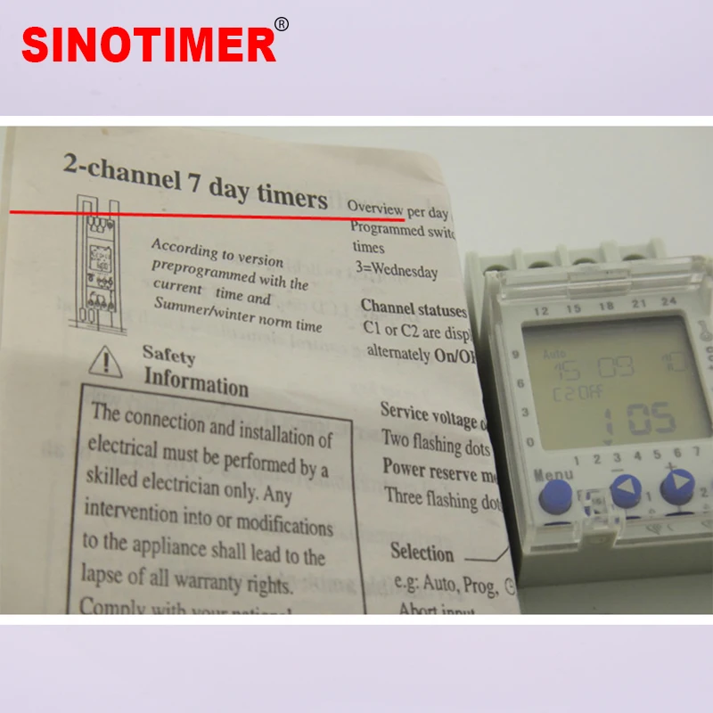 2 Channels Big LCD Display Programmable 24hrs Time Clock with Two Relay Outputs