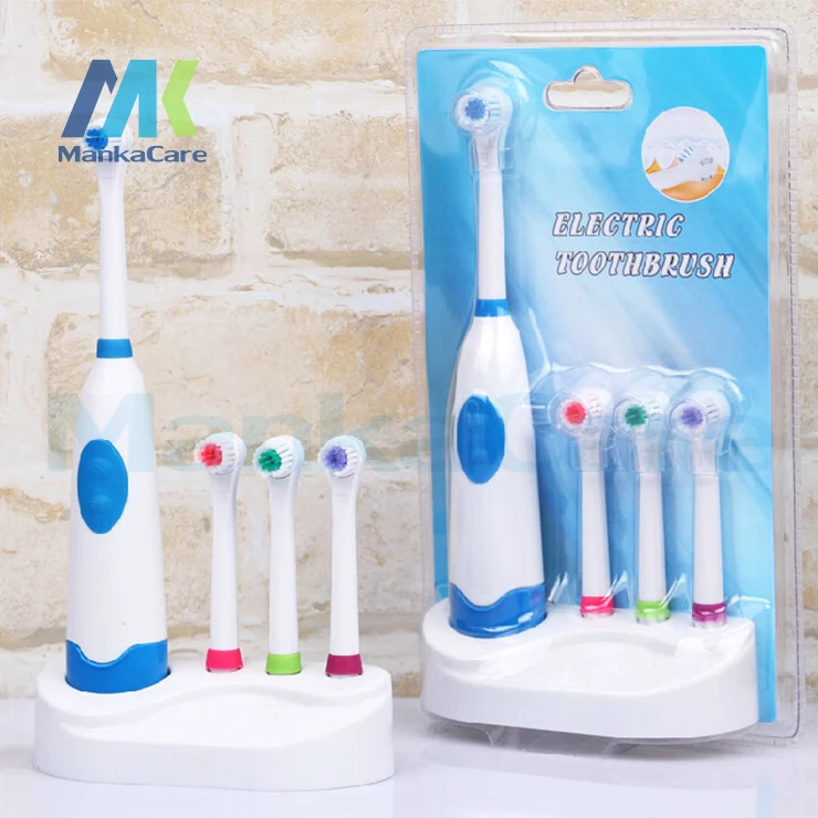 

Rotation Battery Electric Toothbrush 4 pcs Replacement Soft Brush Head Revolving Teeth Electric Brush For Family Oral Hygiene